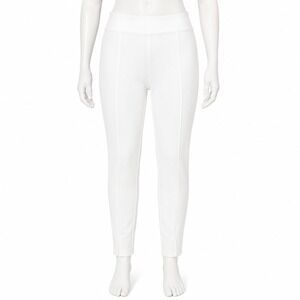 Express Faux Leather Leggings Womens L White Pintuck Seam Split Hem Vegan Pants